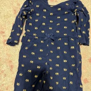 Just one you. 9 months. Blue jumper with buttons at bottom. Gold elephants.